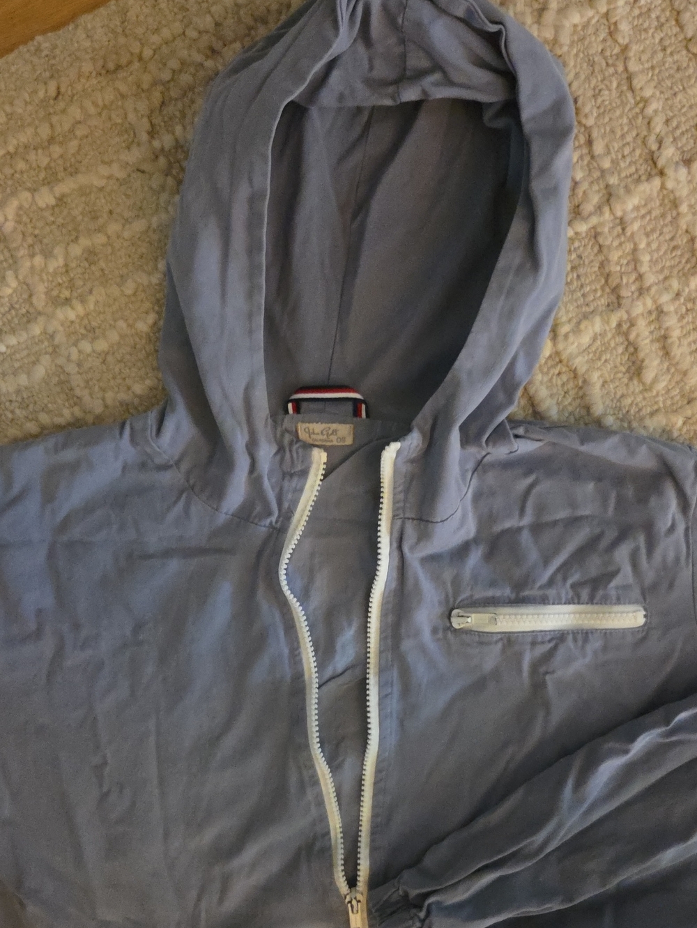 Brandy Melville John Galt Krissy Hooded Zip Up Jacket Blue Gray OS